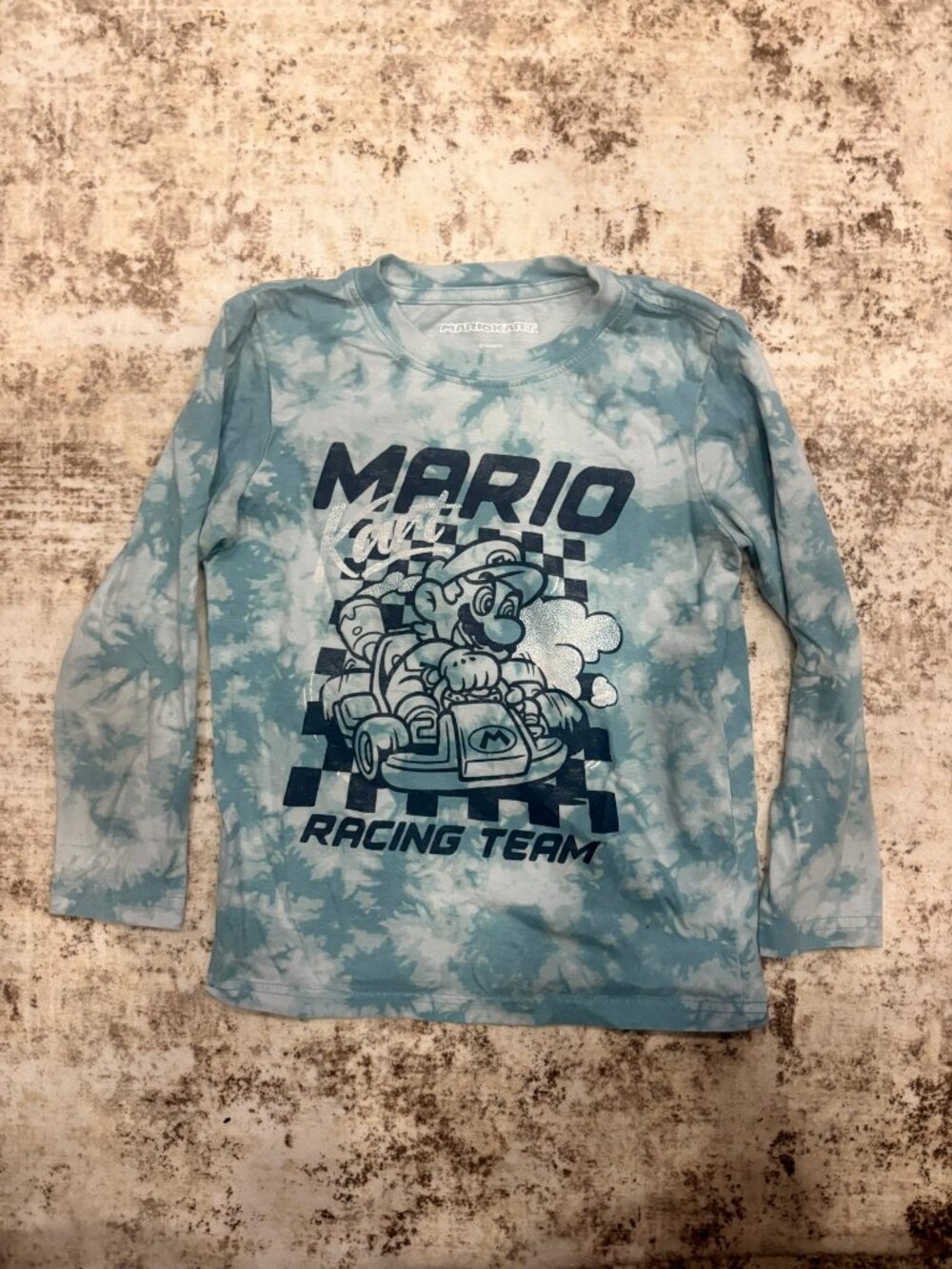 Nintendo Mario Kart Boys Tie Dye Long Sleeve Racing Team Shirt (Size 7)
